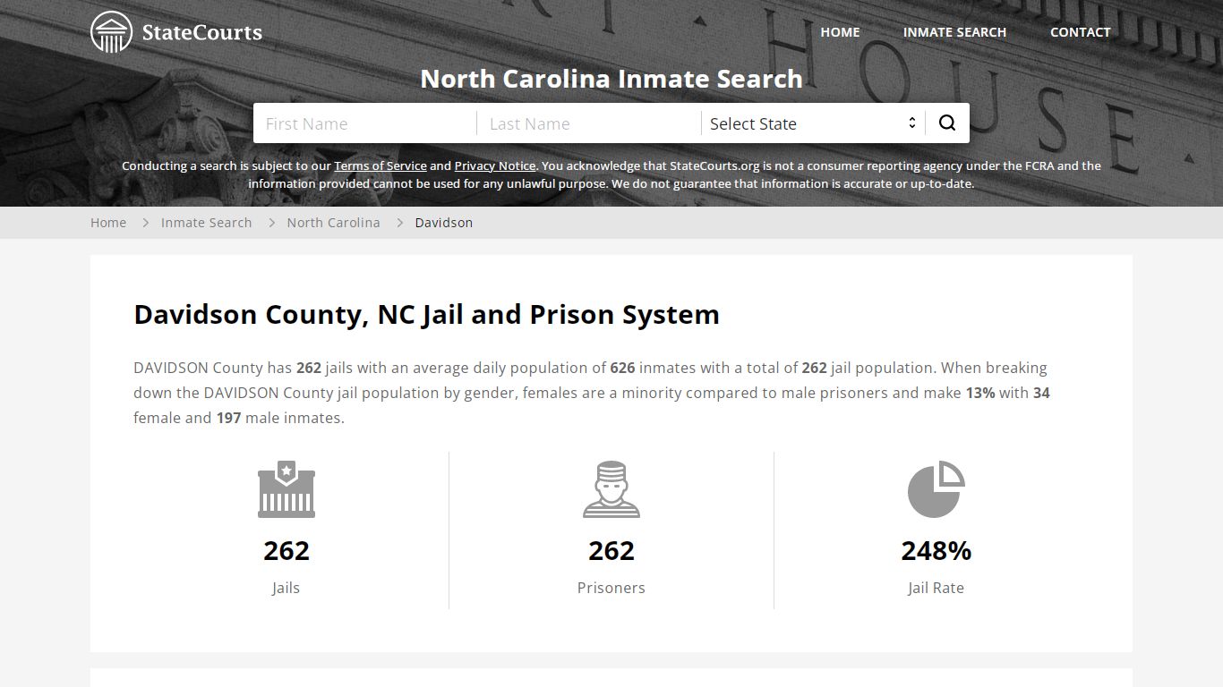 Davidson County, NC Inmate Search - StateCourts